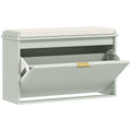 Elegant Eight Shoe Bench with Cushioned Seat and Flip Drawer Storage - Green