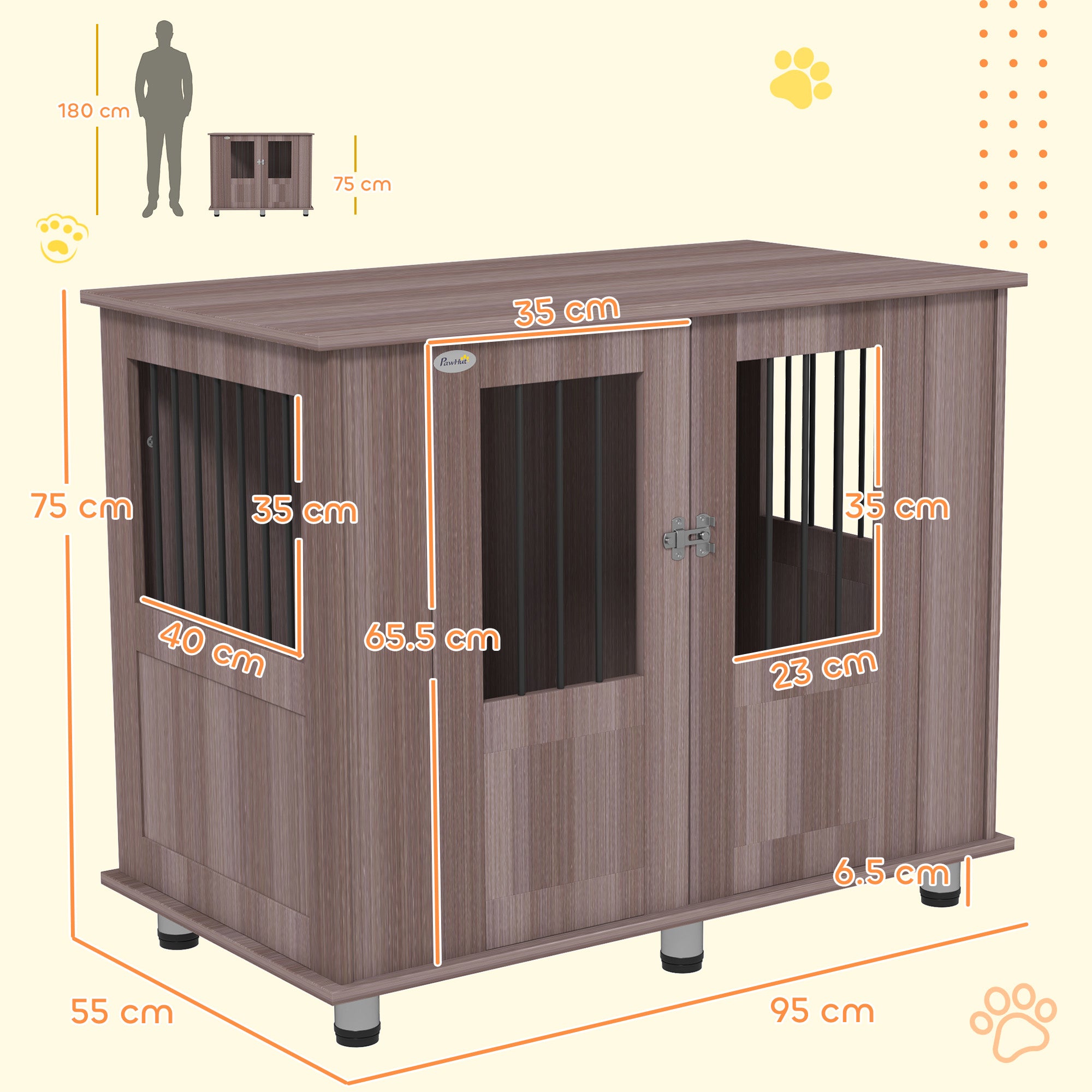 Medium & Large Dog Crate Table with Magnetic Door for Indoor Use - Purple
