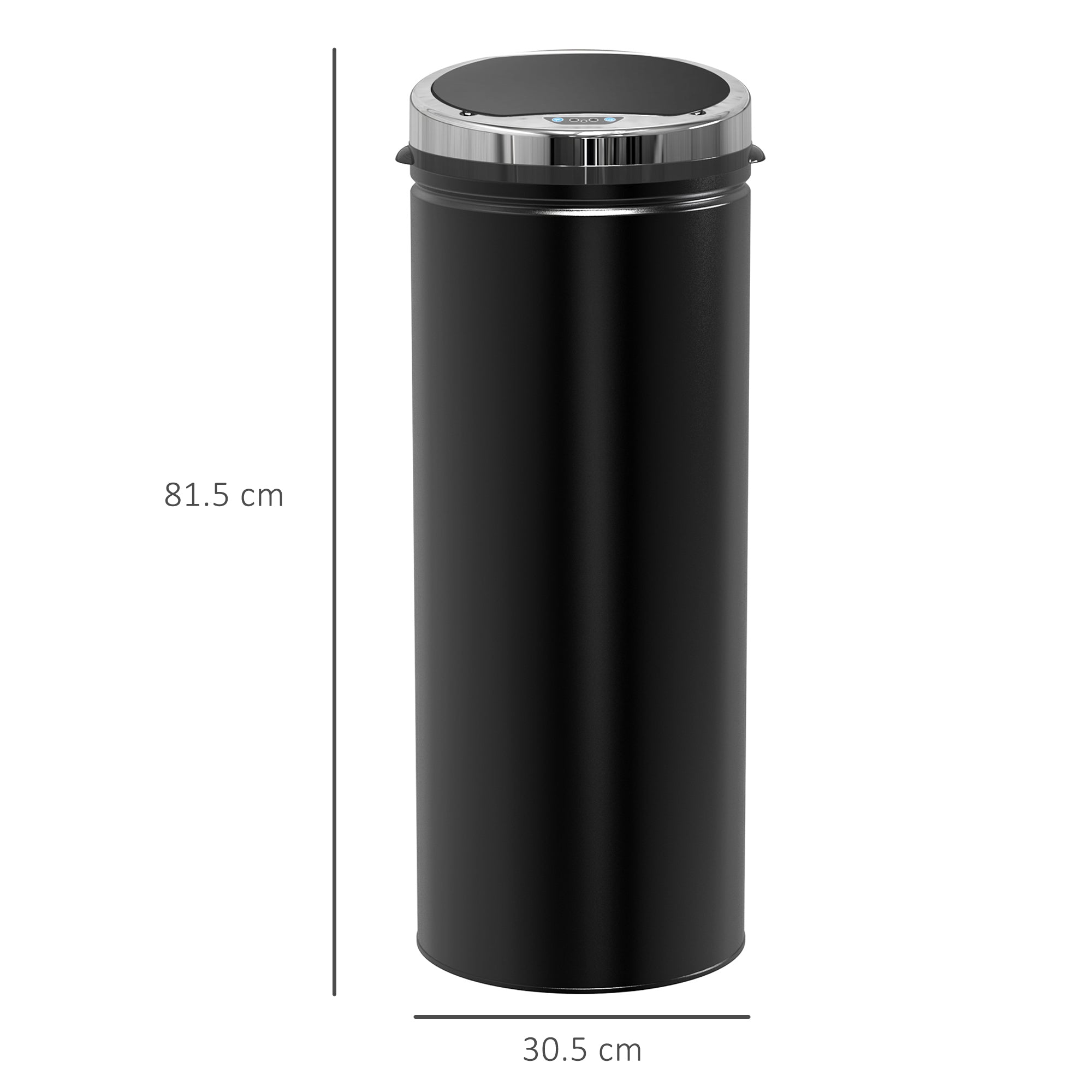 50L Automatic Motion Sensor Rubbish Bin with Fingerprint Resistant, Stainless Steel, Black