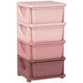 Four-Tier Kids Storage Boxes, with Four Drawers, Pink