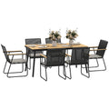 6 Seater Garden Dining Set with Cushions and Weatherproof Table - Nature Wood Finish