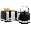 Polished Metal Kettle and Four-Slice Toaster Set - Black