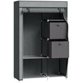 Portable Fabric Wardrobe with 5 Compartments & Hanging Rail - Dark Grey