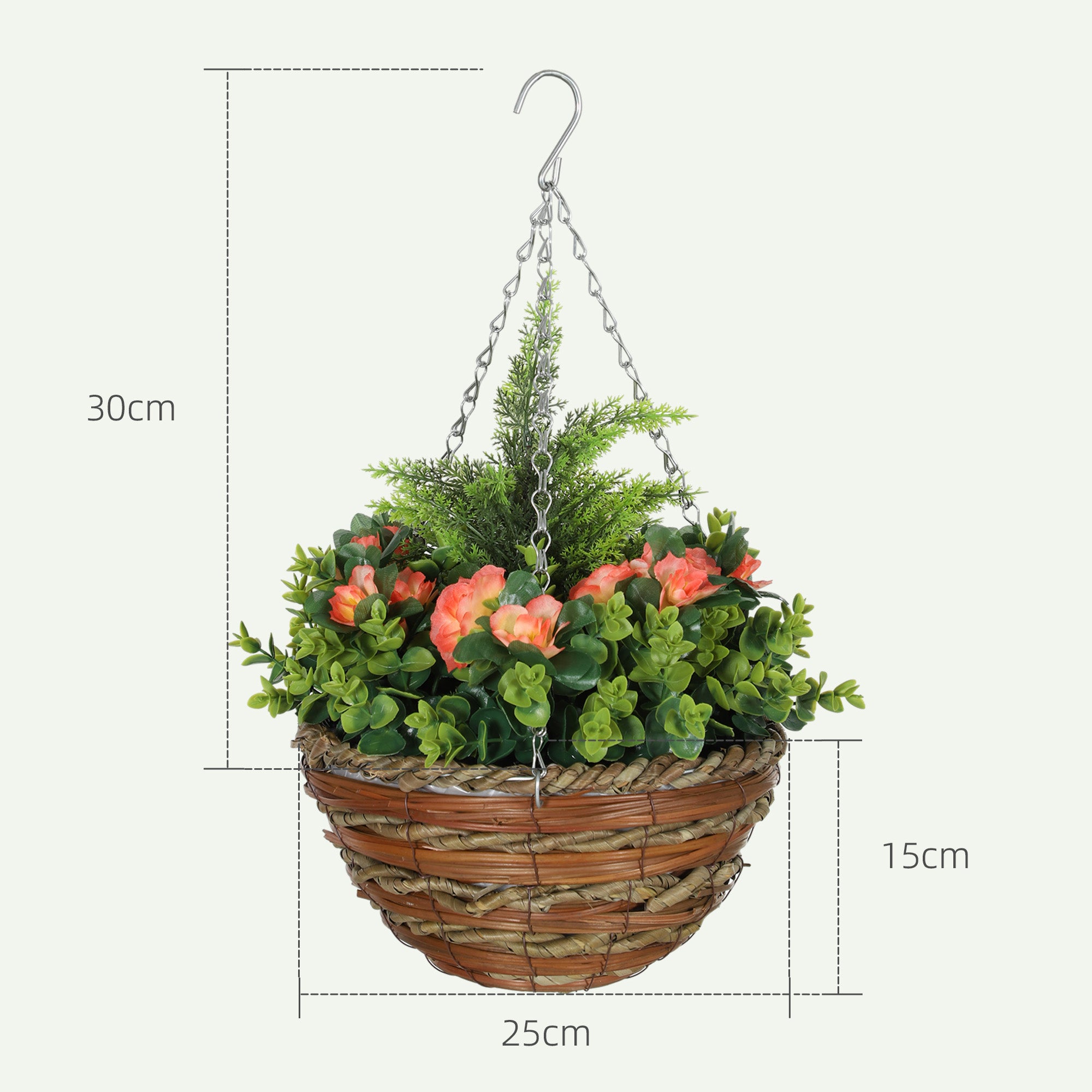 Set of Two Hanging Lisianthus Flower Pots - Orange/Green