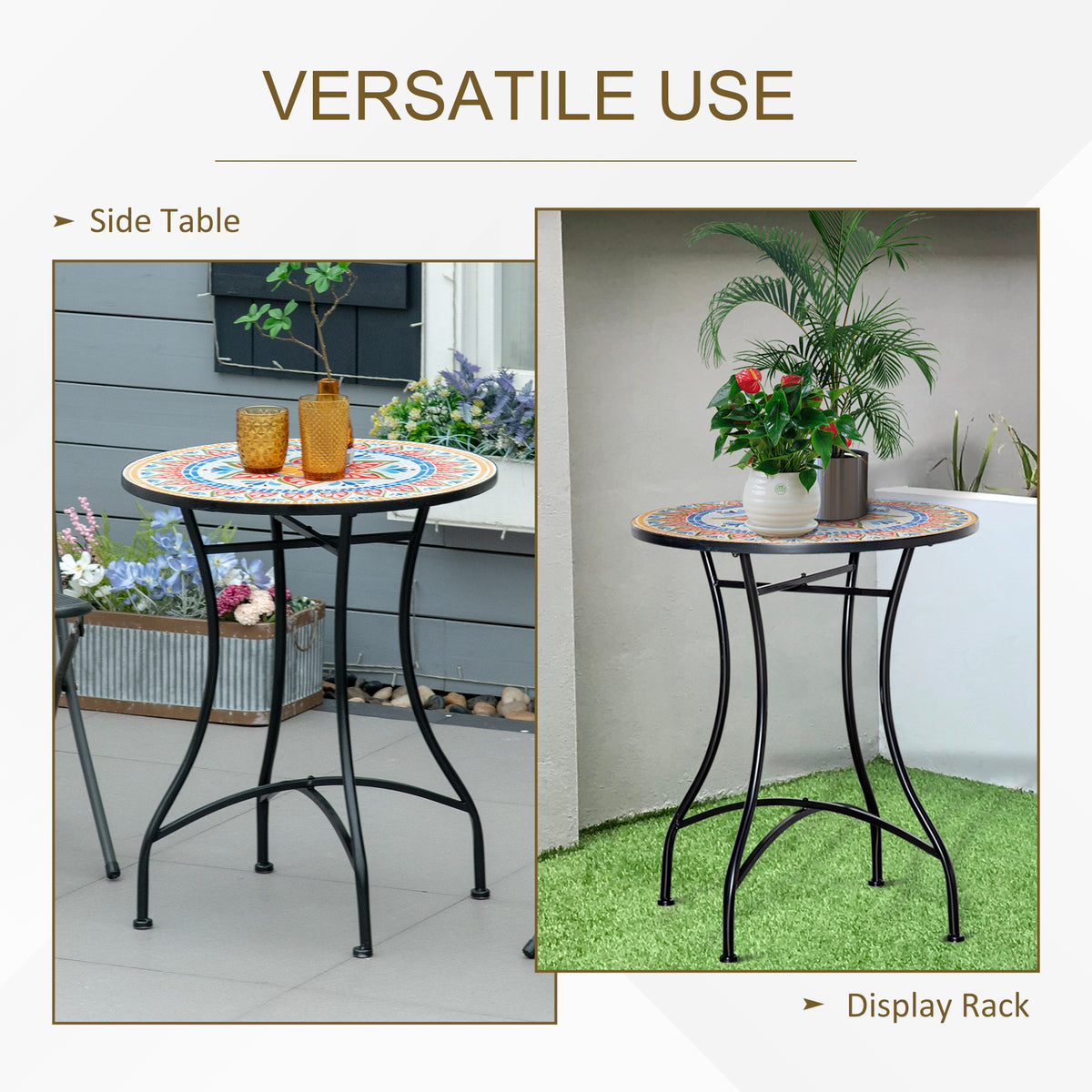 Φ60cm Mosaic Outdoor Patio Table - Red