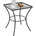 60cm Square Outdoor Metal Garden Table with Mesh Top - Black