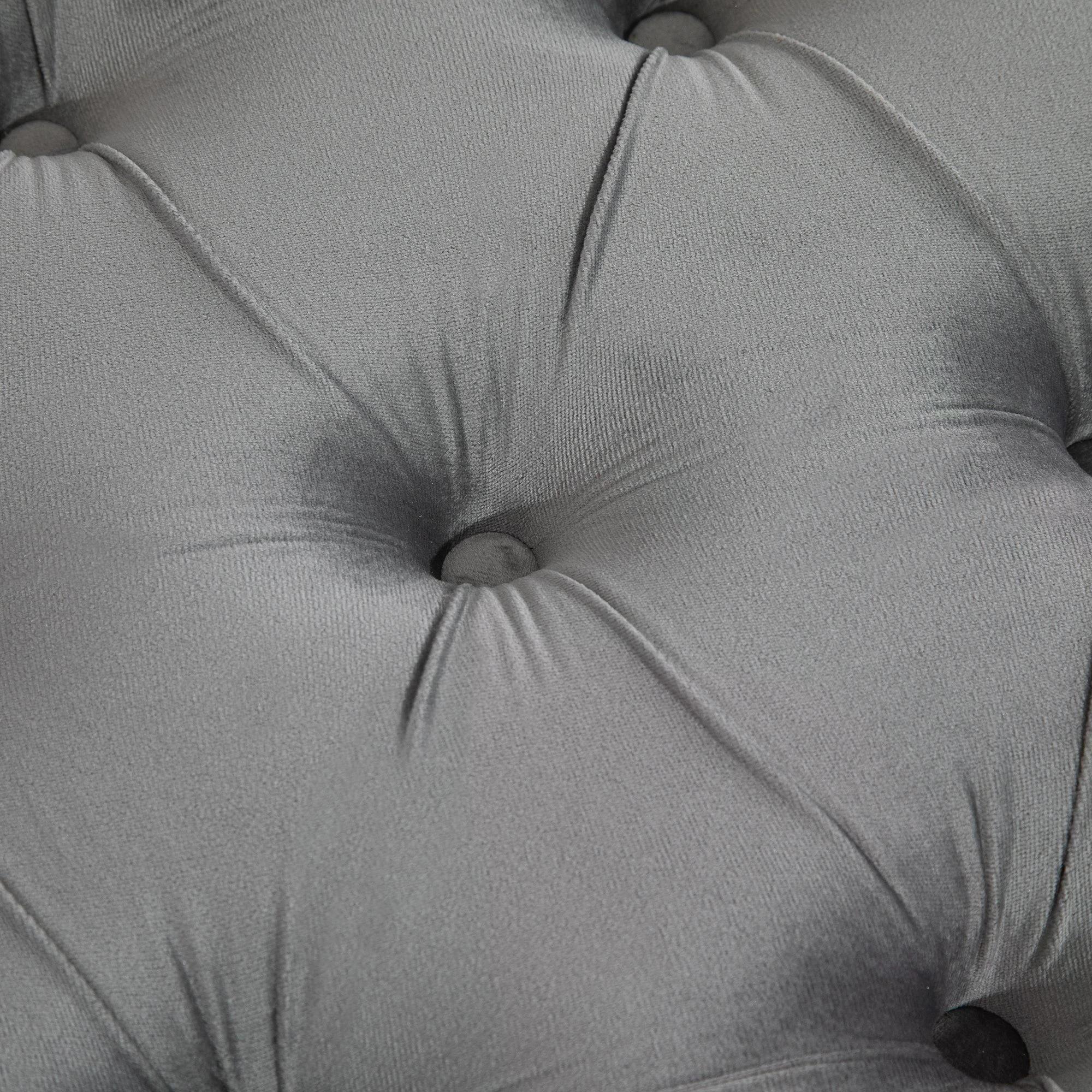 Fabric Bed End Bench Side Chaise Lounge Sofa Velvet Upholstered Tufted Accent Window Seat for Bedroom, Living Room, Hallway, Grey