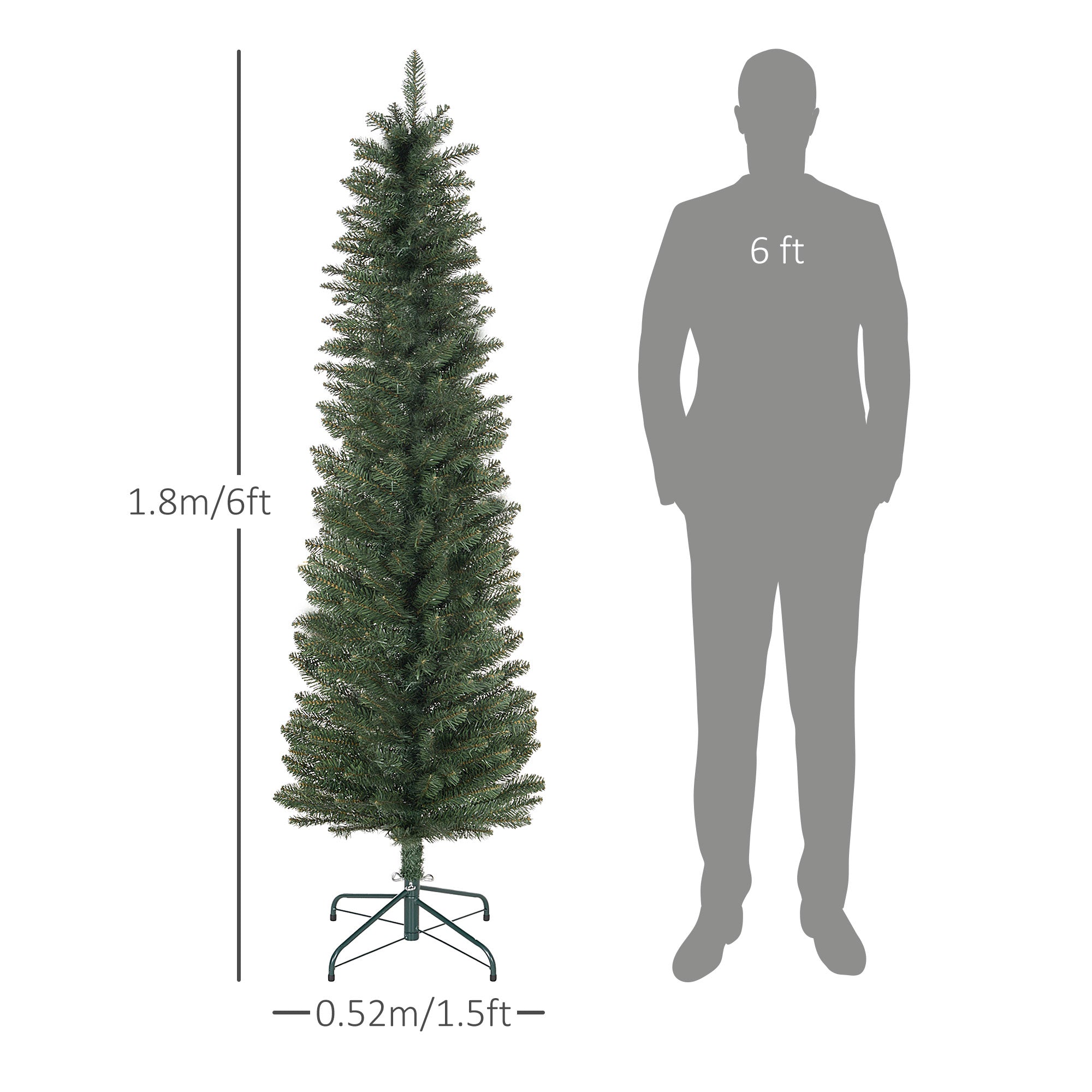 6ft Artificial Bare Pencil Christmas Tree - Green