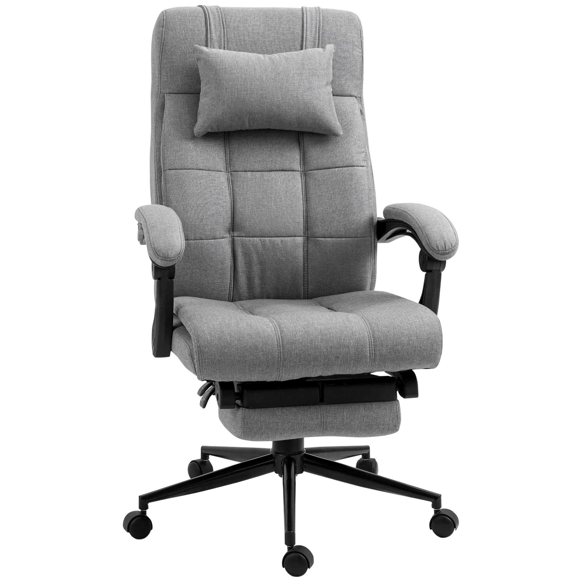 Office Chair with Footrest Ergonomic Office Chair with Armrests Lumber Support and Headrest Light Grey