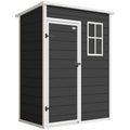 5' x 3' Garden Shed with Floor, Outdoor Storage Shed with Lockable Door, Window and Vent, Black