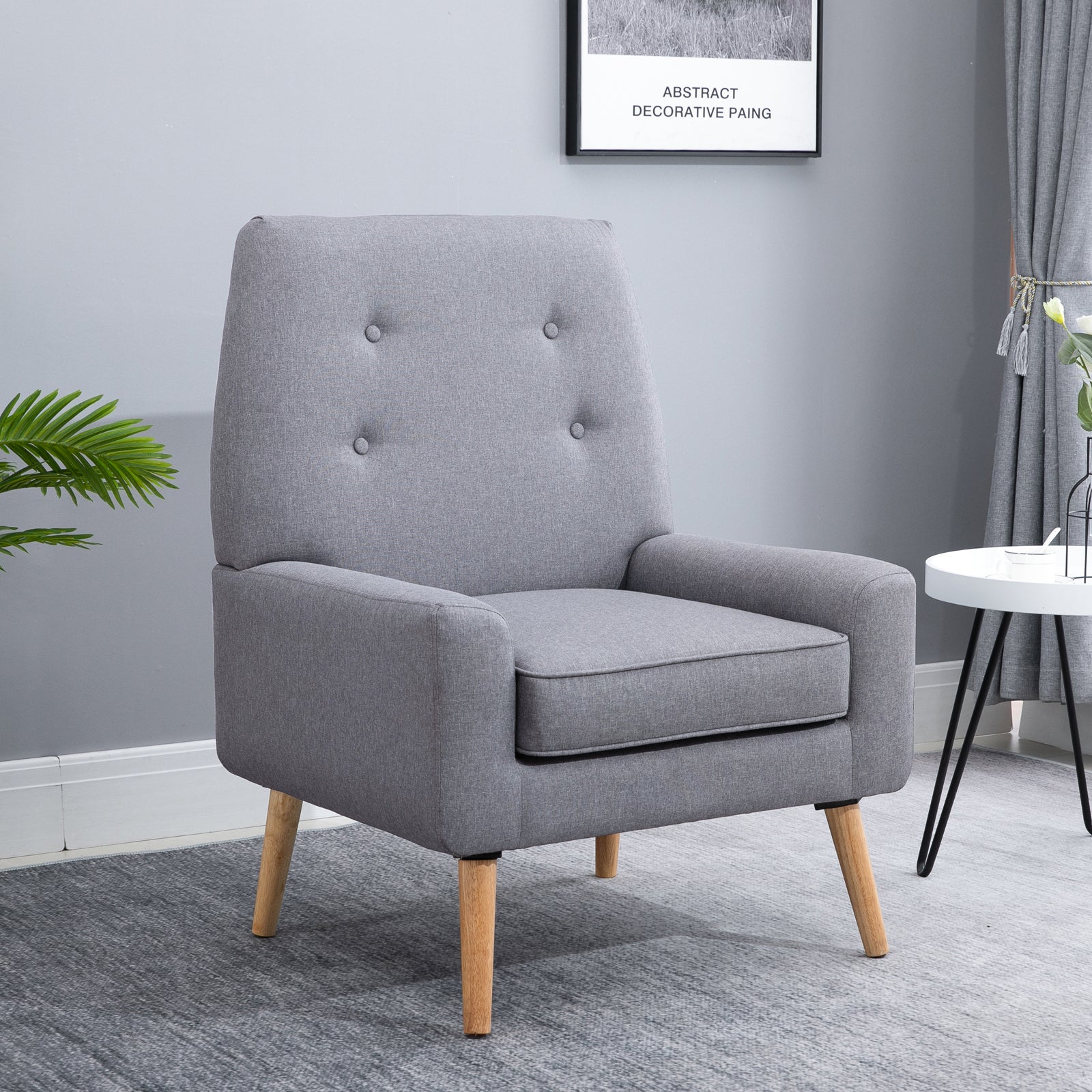 Scandinavian-Style Single Armchair - Grey