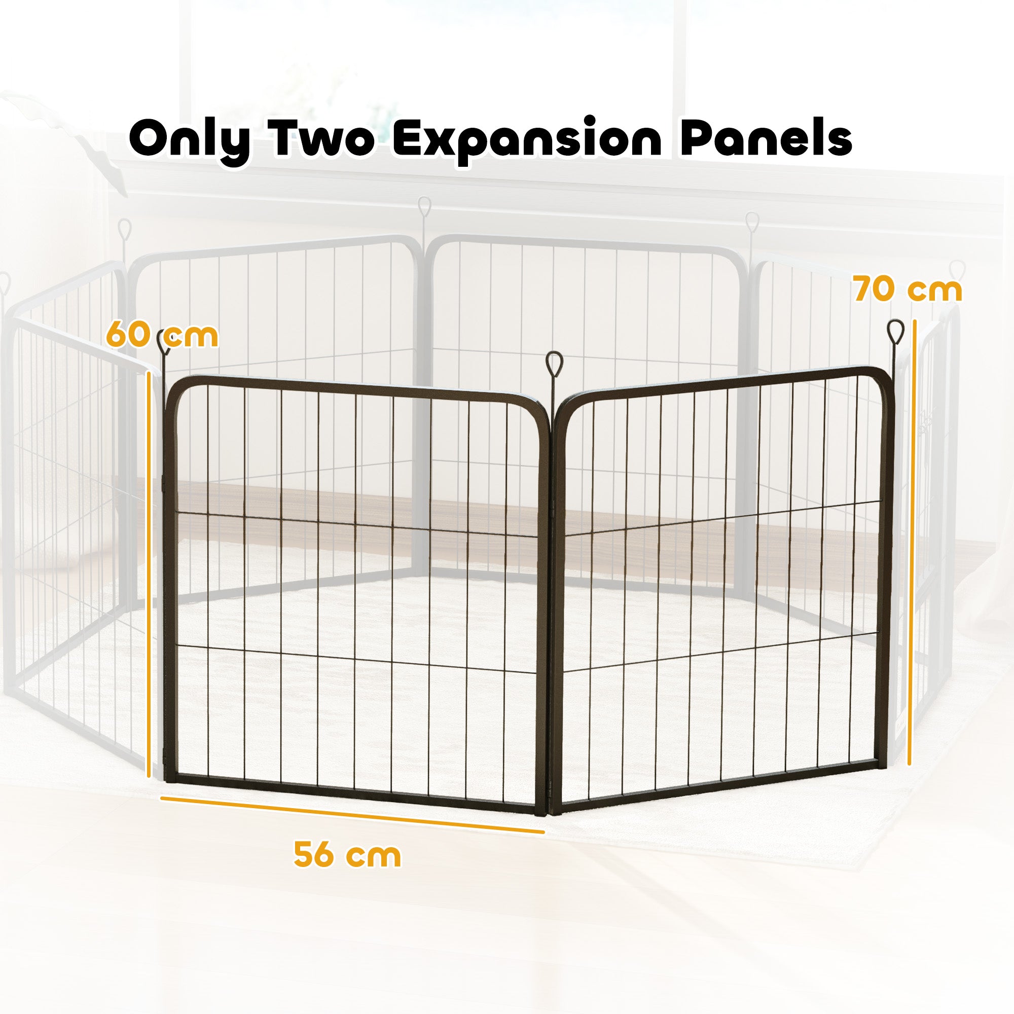 2 Piece Dog Pen Expansion Pack for 60cm High Animal Pen with 3 Connecting Stakes