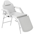 Portable Massage Table, 3 Section Adjustable Beauty Bed, Foldable Massage Bed with Face Hole, Recliner Chair with Removable Headrest and Armrests for Spa, Lash, Tattoo, White