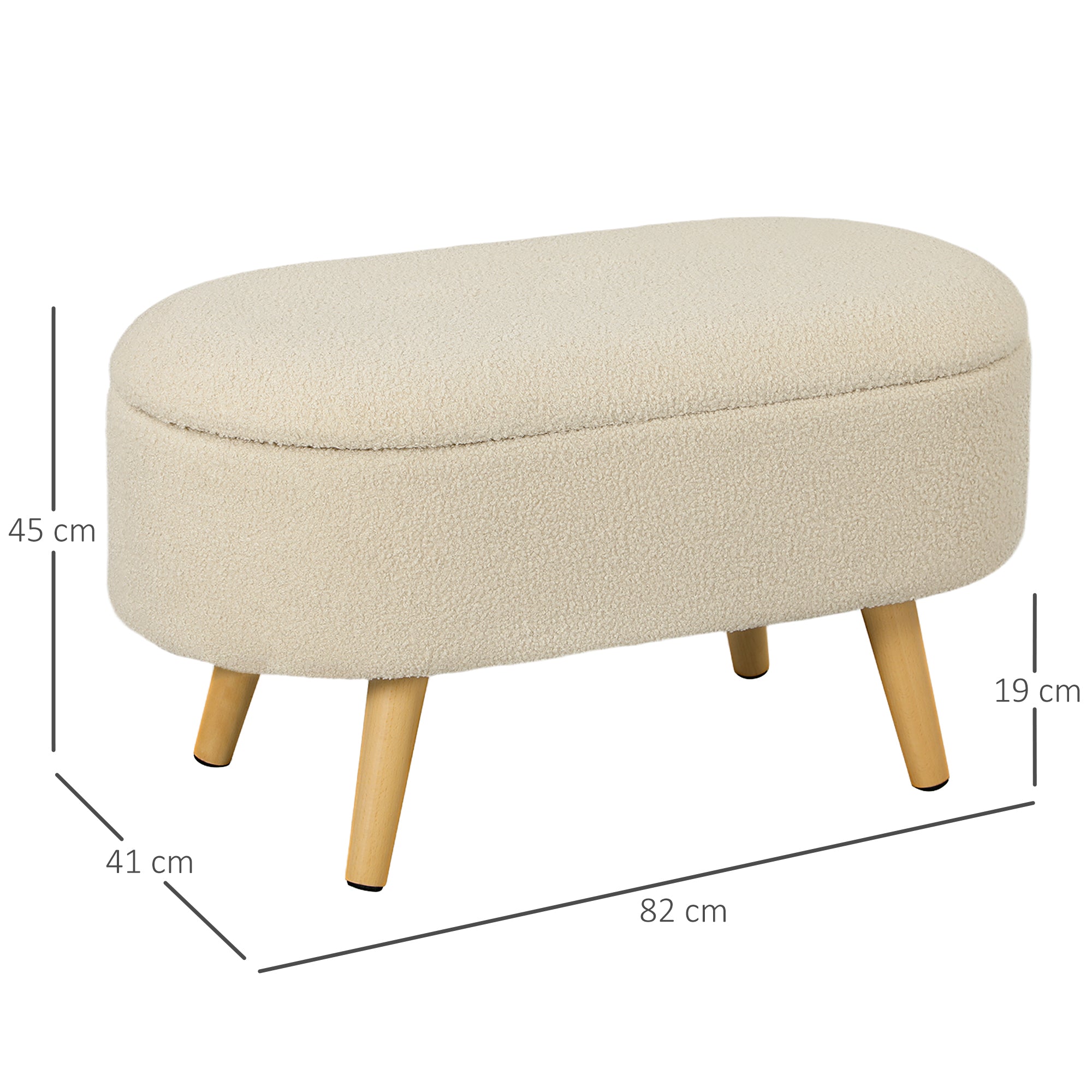 Teddy Fleece Storage Ottoman - Cream White