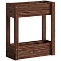 2-Tier Wooden Raised Planter, Raised Garden Bed on Legs with Drainage Holes and Bed Liner, Elevated Garden Planter