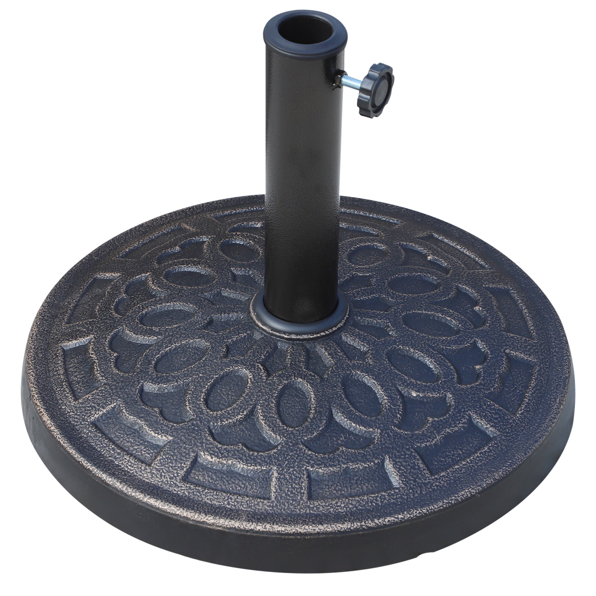 12kg Round Resin Garden Parasol Base for 38mm & 48mm Umbrella Poles - Bronze Tone