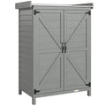 Wooden Garden Shed, Garden Tool Storage Shed with Shelf and Side Hooks, 71.5 x 39 x 95 cm, Grey
