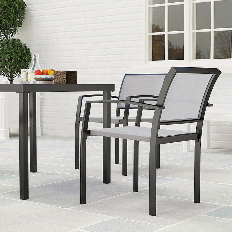 5 Piece Outdoor Garden Dining Set with Texteline Chairs - Grey