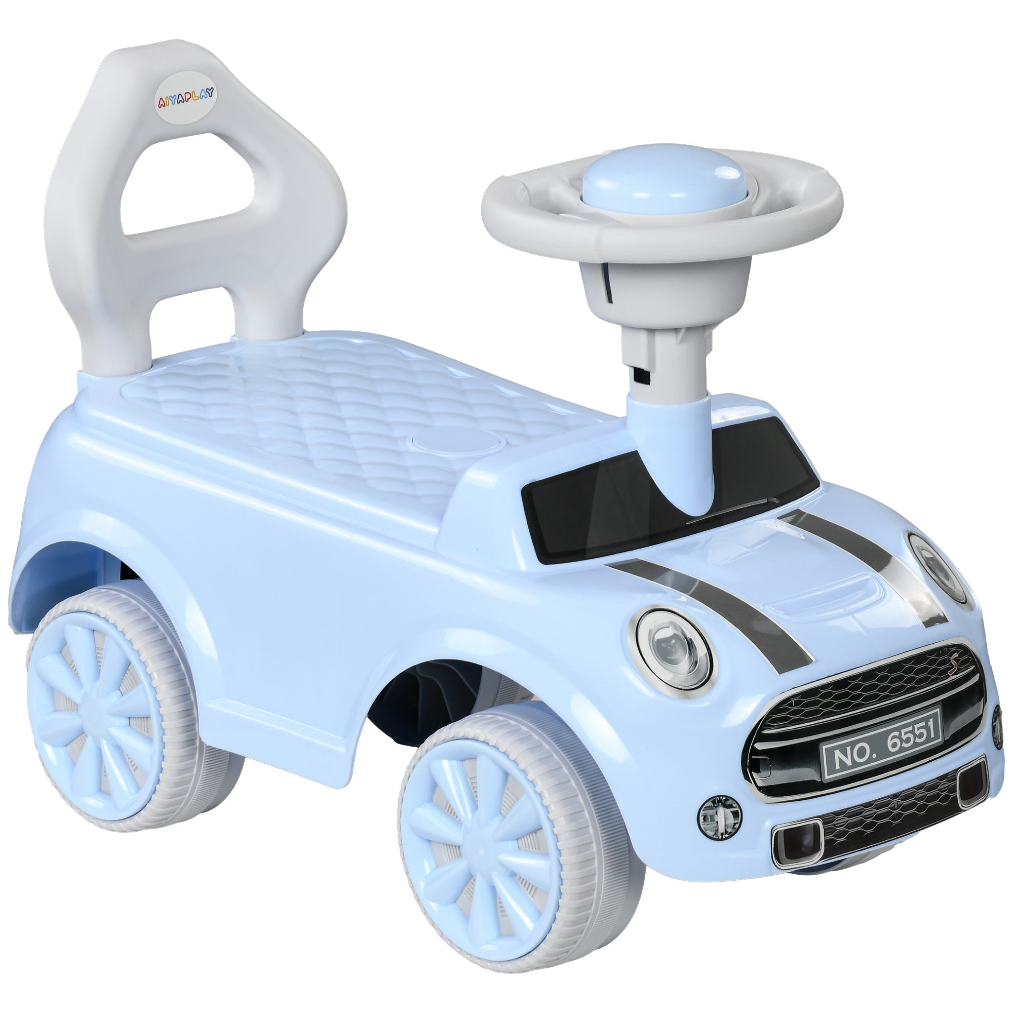 Foot To Floor Ride On Car Sliding Car w/ Air Horn, Anti-Over-Backwards, 18 to 36 Months - Light Blue