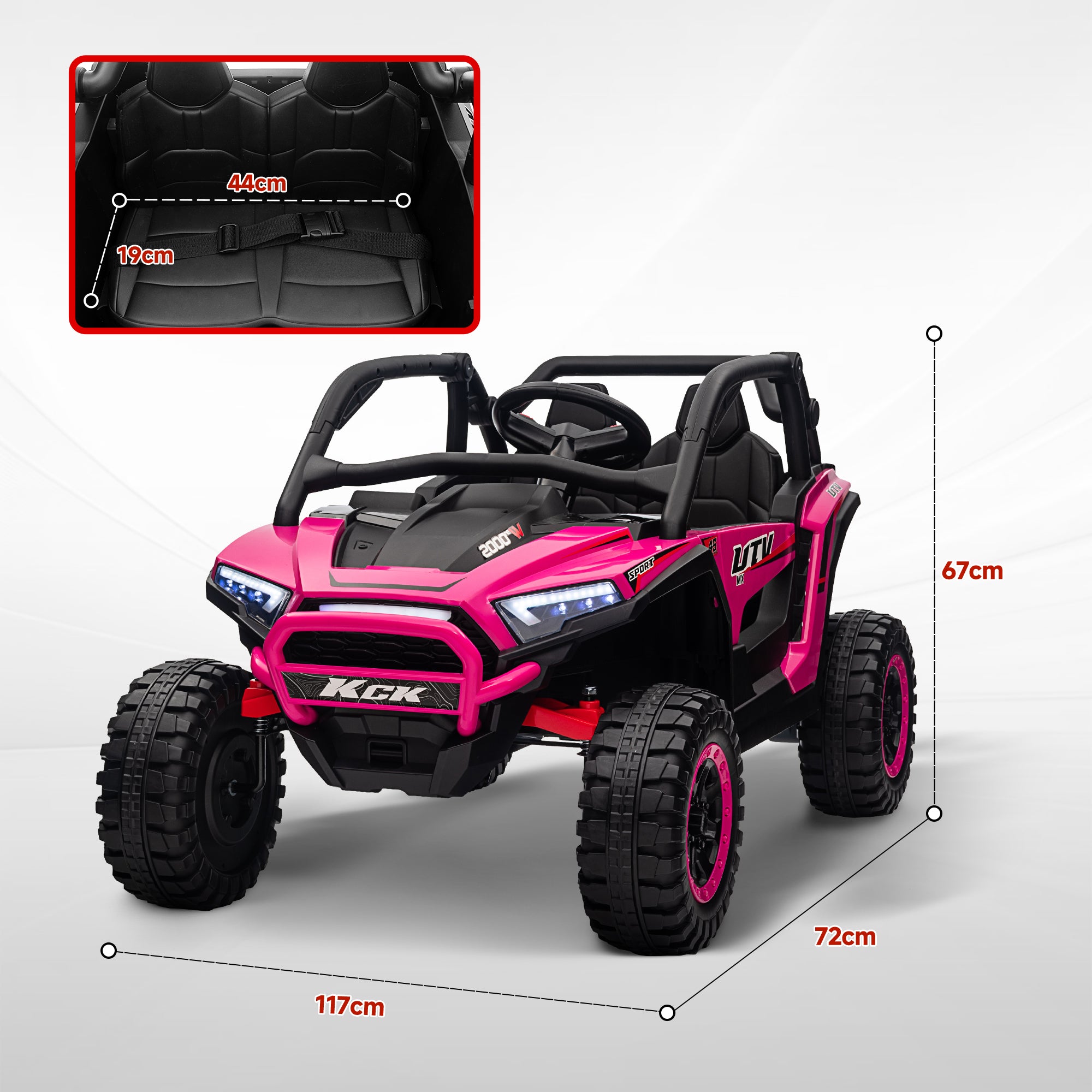 2 Seater 24V 7AH Ride on Truck, Battery Powered Electric Ride On Car w/ Remote, Suspension, 3 Speeds - Pink