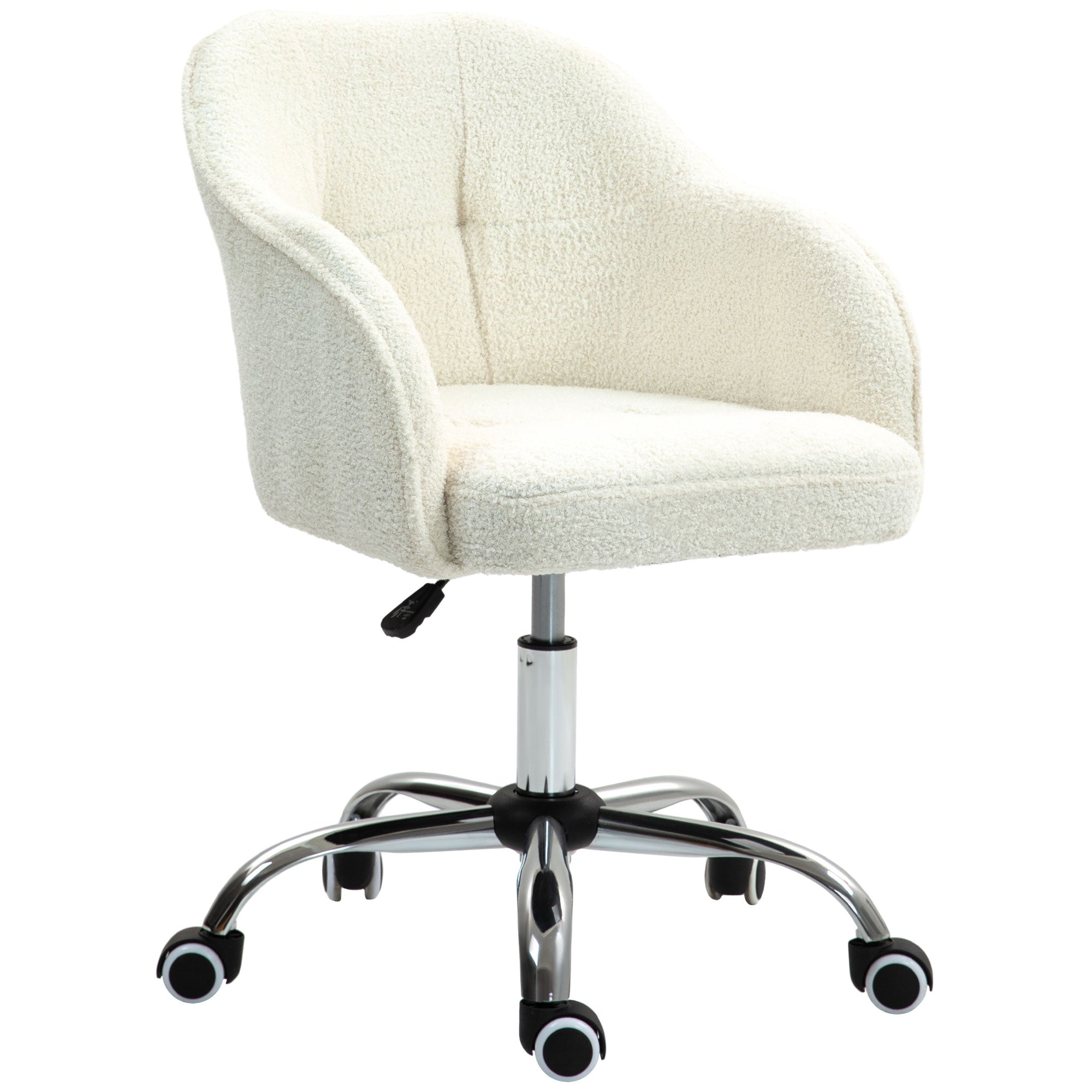 Teddy Fleece Swivel Office Chair - Cream