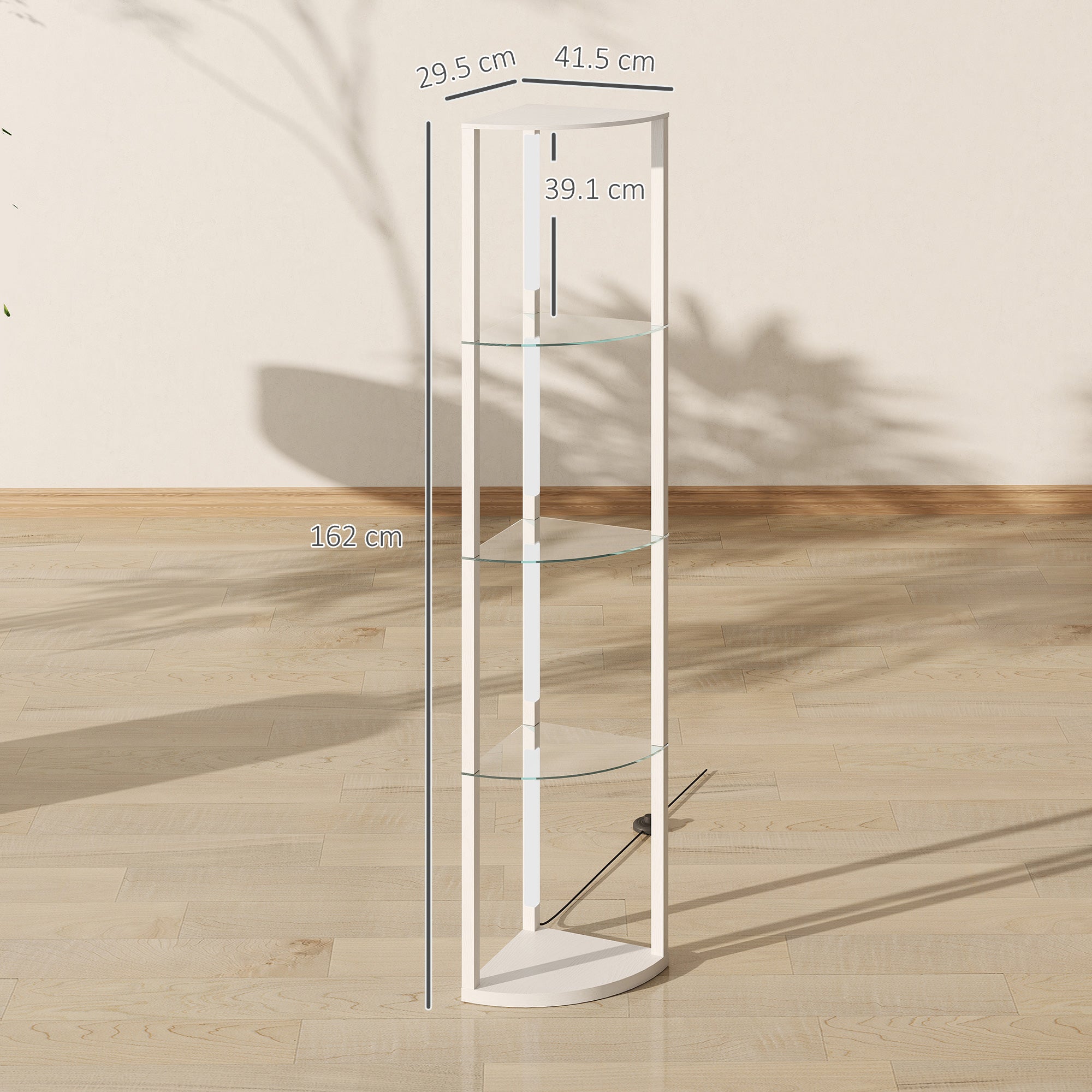 LED Floor Lamp with Shelves, Dimmable Standing Lamp with Foot Switch for Living Room, Bedroom, White