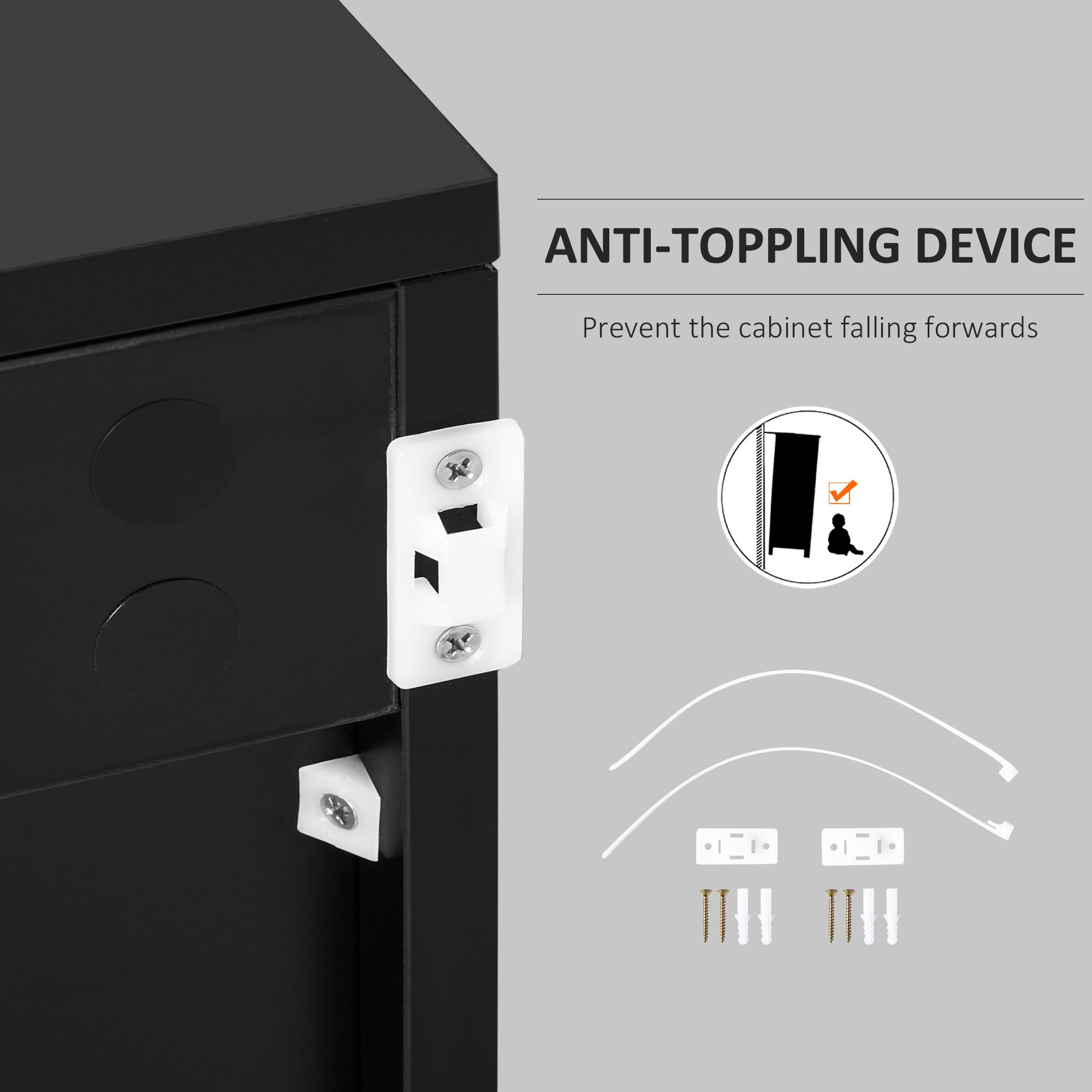 High Gloss Frame Sideboard, Side Cabinet, Push-Open Design with 2 Drawer for Living Room, Bedroom, Black