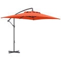 3 Metre Cantilever Parasol with Cross Base and Orange Steel Frame - Orange