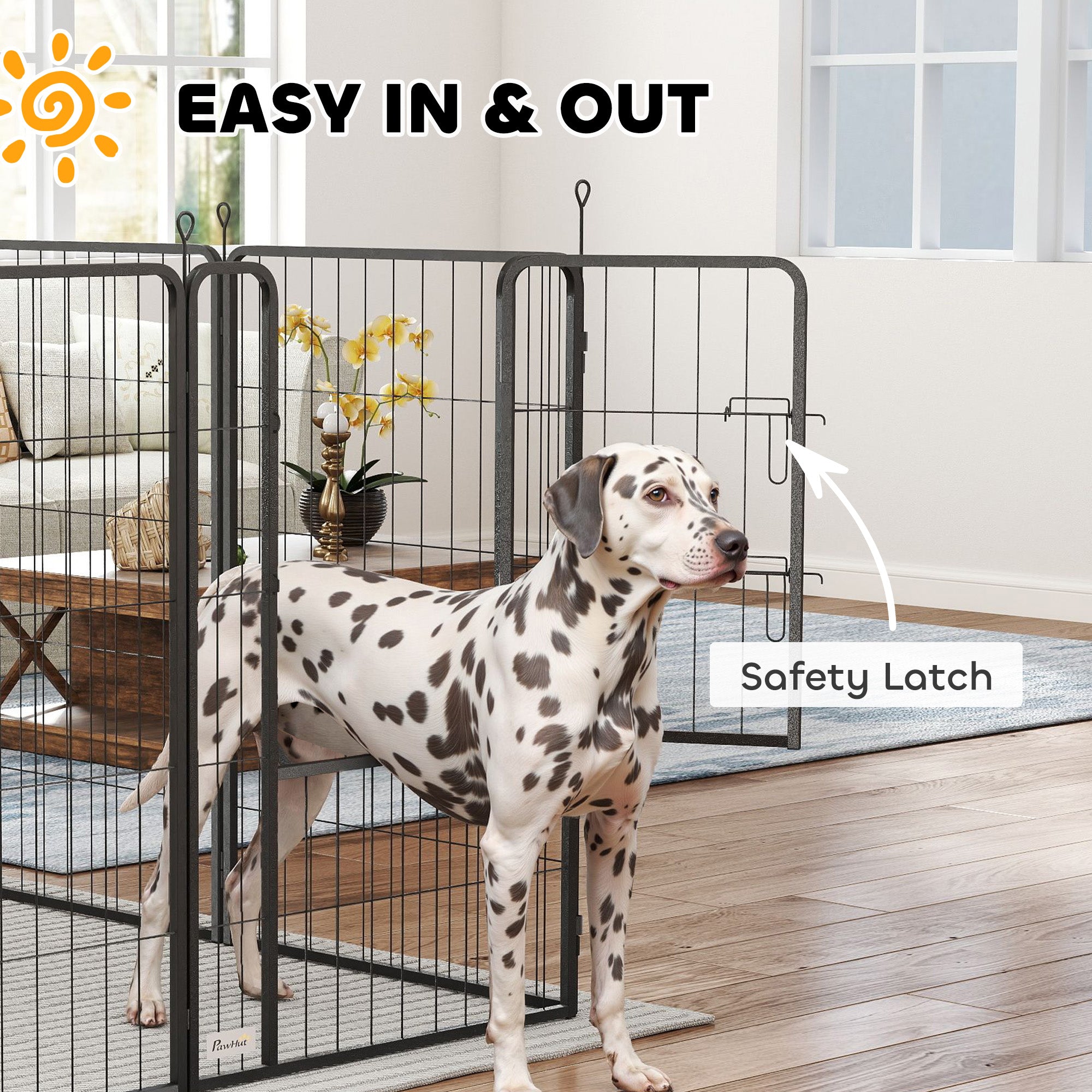 12 Panels Heavy Duty Dog Playpen with Doors, for Large Dogs, 100cm High, Black