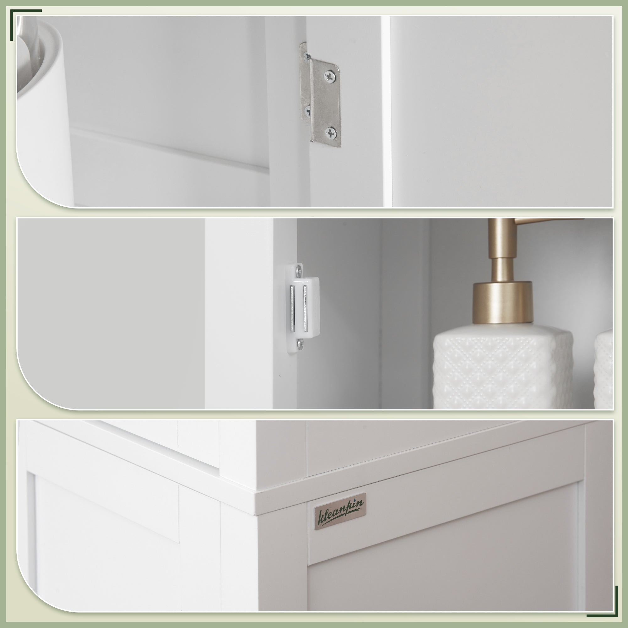 kleankin Tall Bathroom Storage Unit, Slim Bathroom Cabinet with Adjustable Shelves and Double Door, White