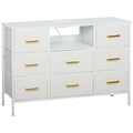 Boucle Chest of Drawers 8 Fabric Drawers with Charging Station 2 USB 2 AC Ports - Cream White
