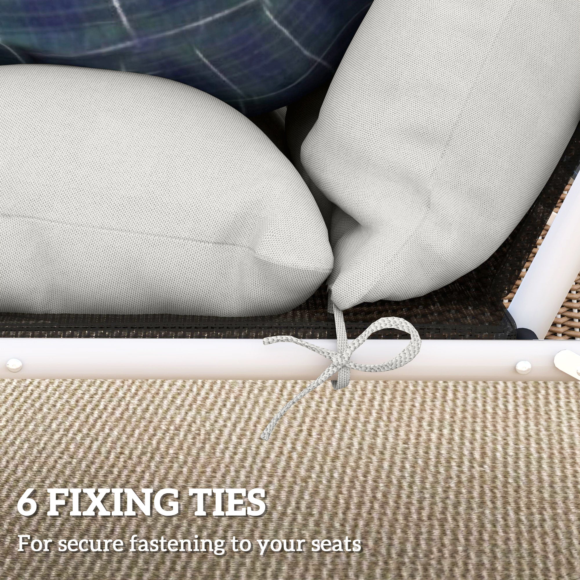 Set of 2 Sun Lounger Cushions with High-Resilience Foam - Light Grey