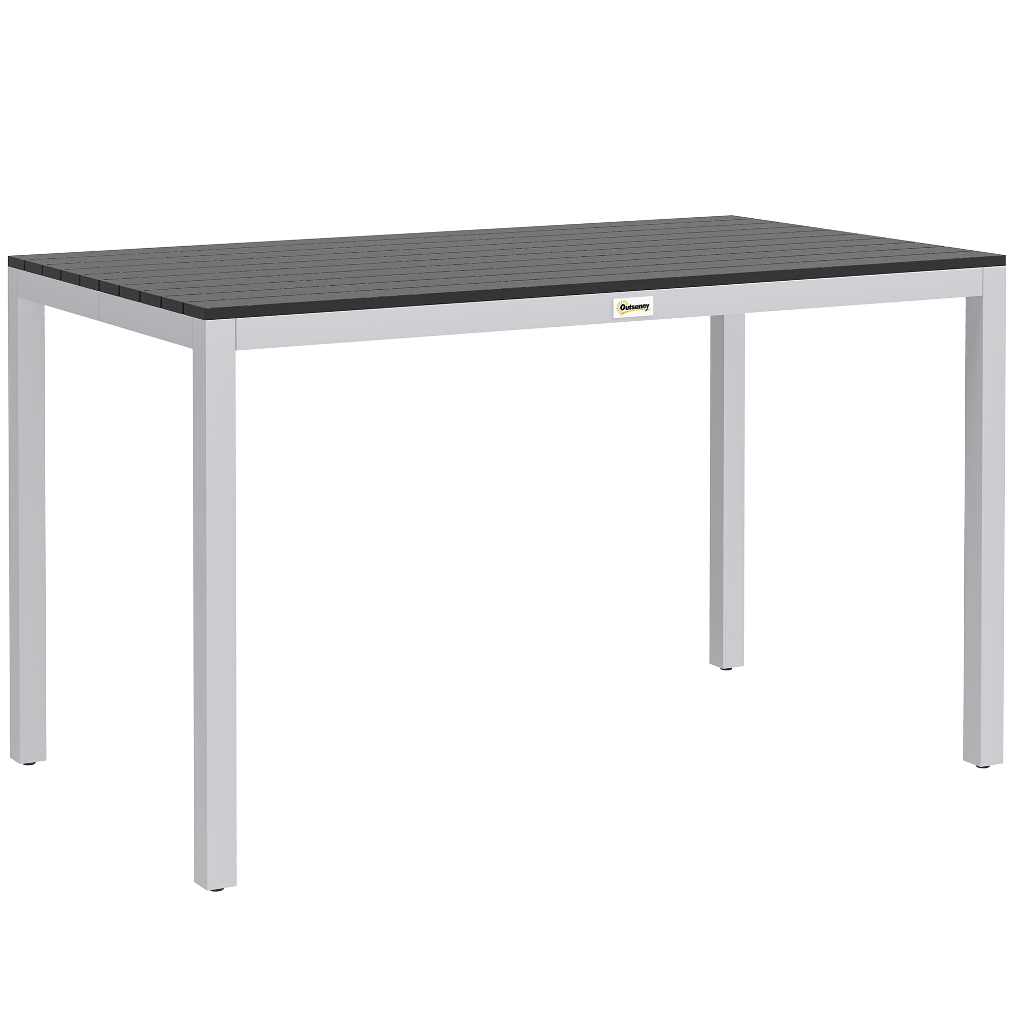 Garden Table for 4-6, 120 x 70 cm Outdoor Dining Table with Rust-Resistant Aluminium Frame, Easy Maintenance Slatted Top, for Patio, Terrace, Balcony, Black