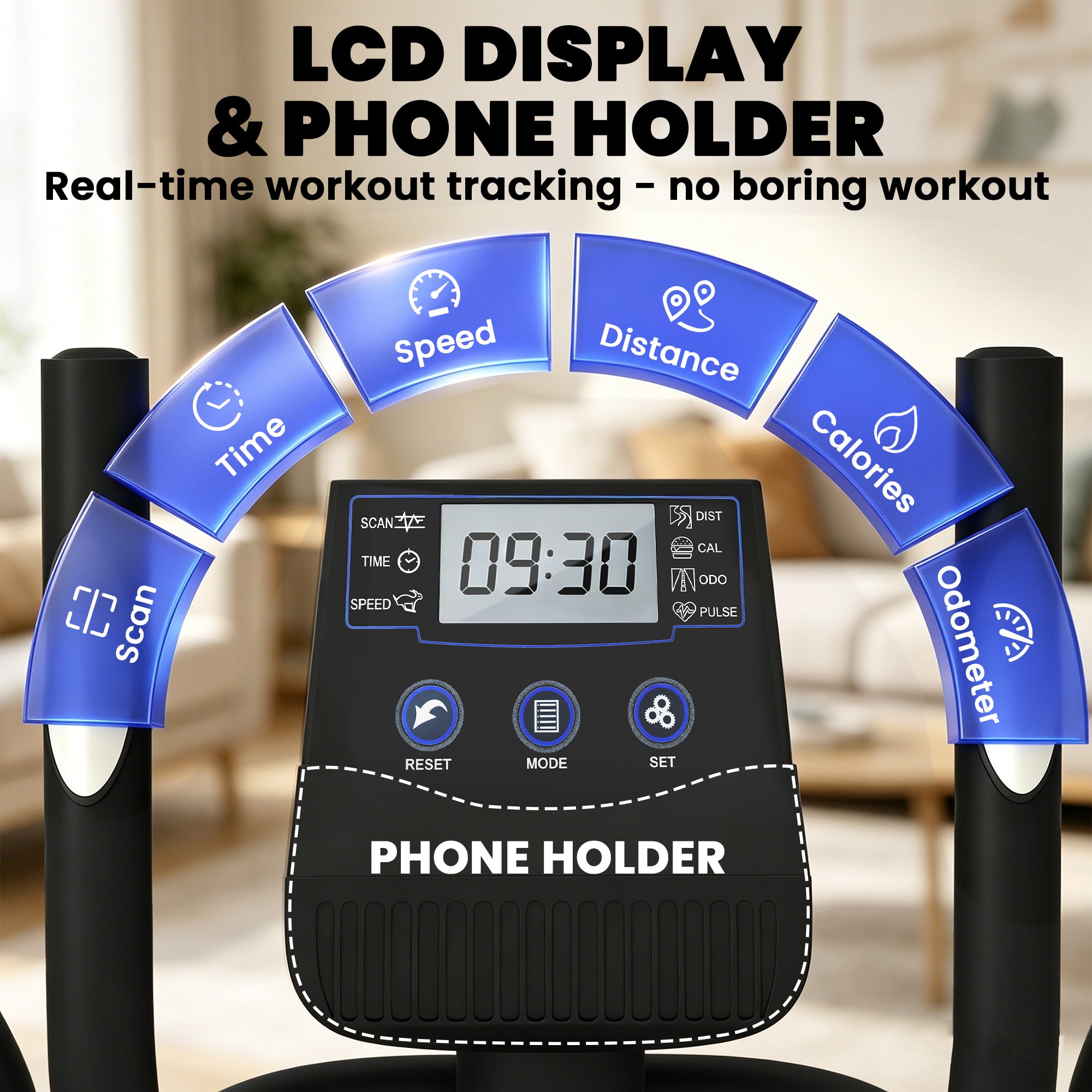 Elliptical Cross Trainer for Home, Quiet Magnetic Elliptical Machine with Bluetooth, App Compatible, 8-Level Resistance