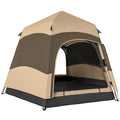 Double Layer Instant Pop Up Tent with Rainfly, Portable Camping Shelter with Sewn-in Groundsheet and Carry Bag, Brown