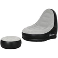 Inflatable Sofa Chair and Footstool Set with Cup Holder for Gaming, Reading, and Movies - Grey
