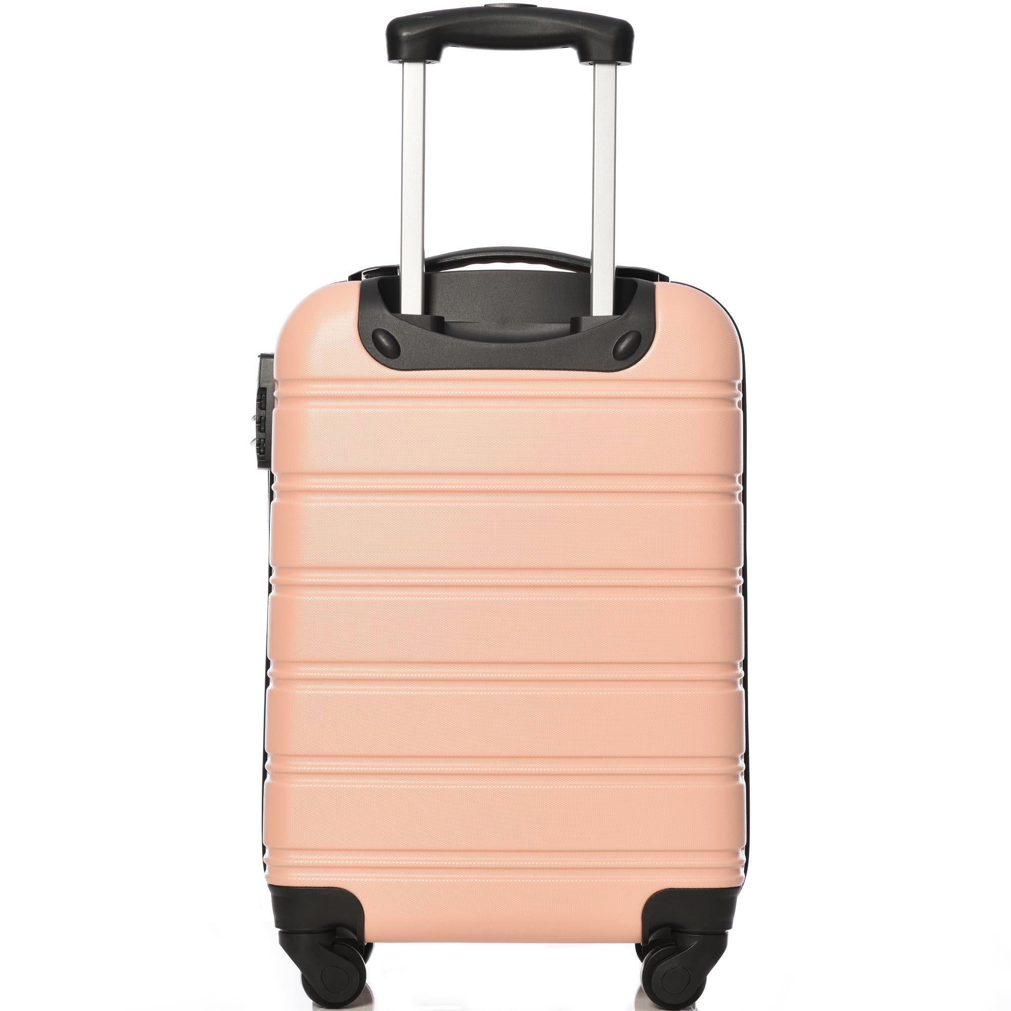 20" 4-Wheel ABS Hard Shell Travel Trolley Suitcase with Silent Universal Wheels, Luggage with Combination Lock, 35L × 23W × 57H cm, Pink