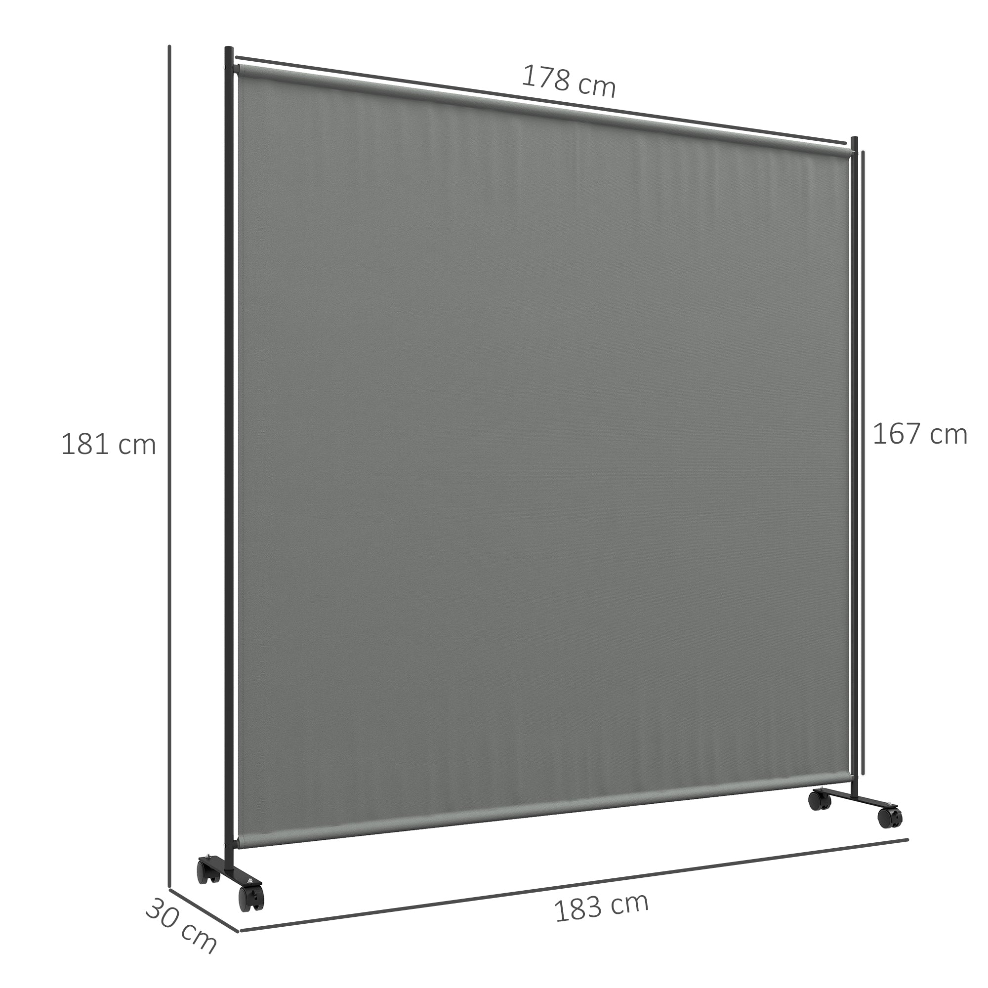 183 x 181cm Outdoor Privacy Screen, with Wheels - Dark Grey