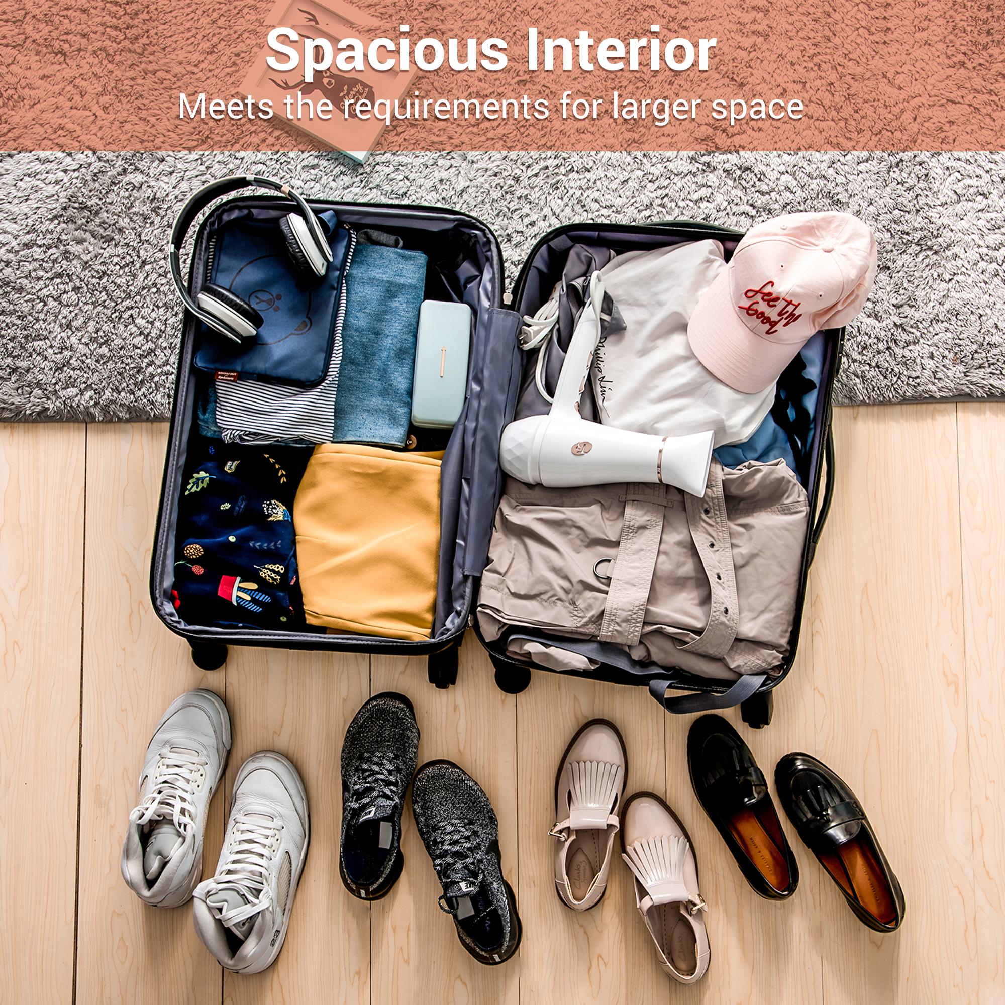 24" 4-Wheel ABS Hard Shell Travel Trolley Suitcase with Extendable Function, Luggage with Secure Lock, 45L × 28W × 69H cm, Pink