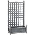 Garden Planters with Trellis for Climbing Vines, Wood Raised Beds for Garden, Flower Pot, Indoor Outdoor, Grey