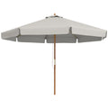 3.3m Wooden Garden Parasol with Grey Canopy - Grey