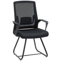 Desk Chair No Wheels, Office Chair with Mesh Back, Lumbar Support, Metal Base for Waiting Room, Conference Room, Black