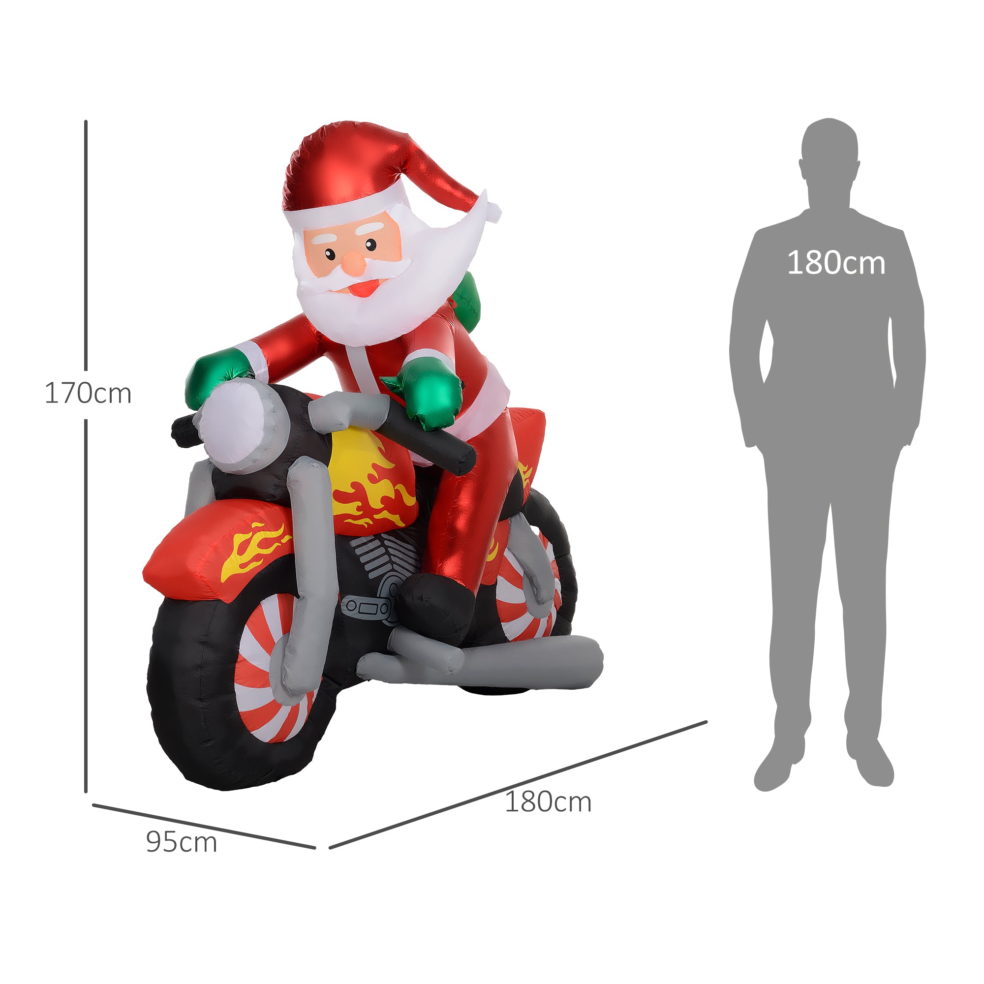 5.6ft Inflatable Santa Claus Motorcycle Decoration