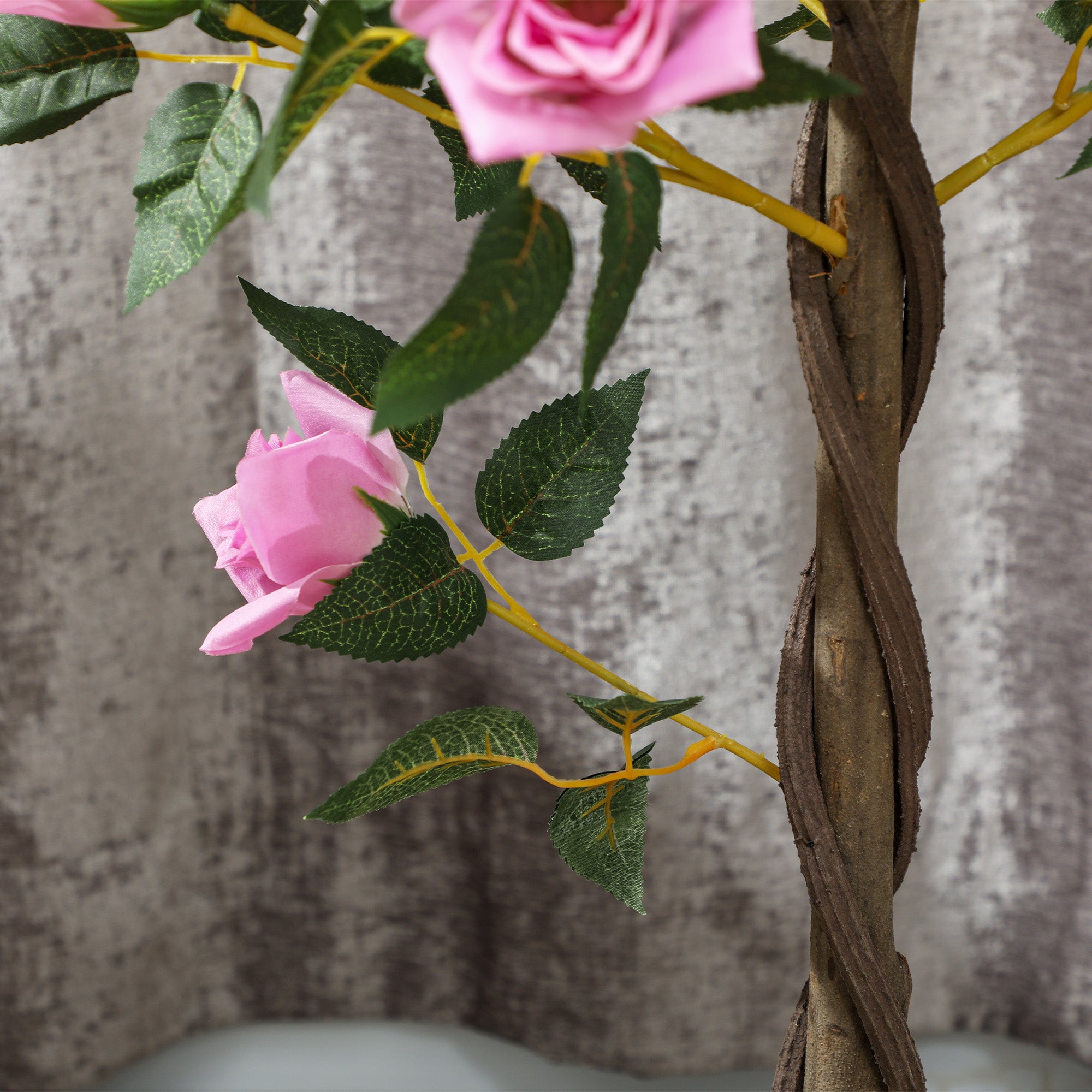 Set of 2 Artificial White Rose Plants in Pot 90cm - Purple