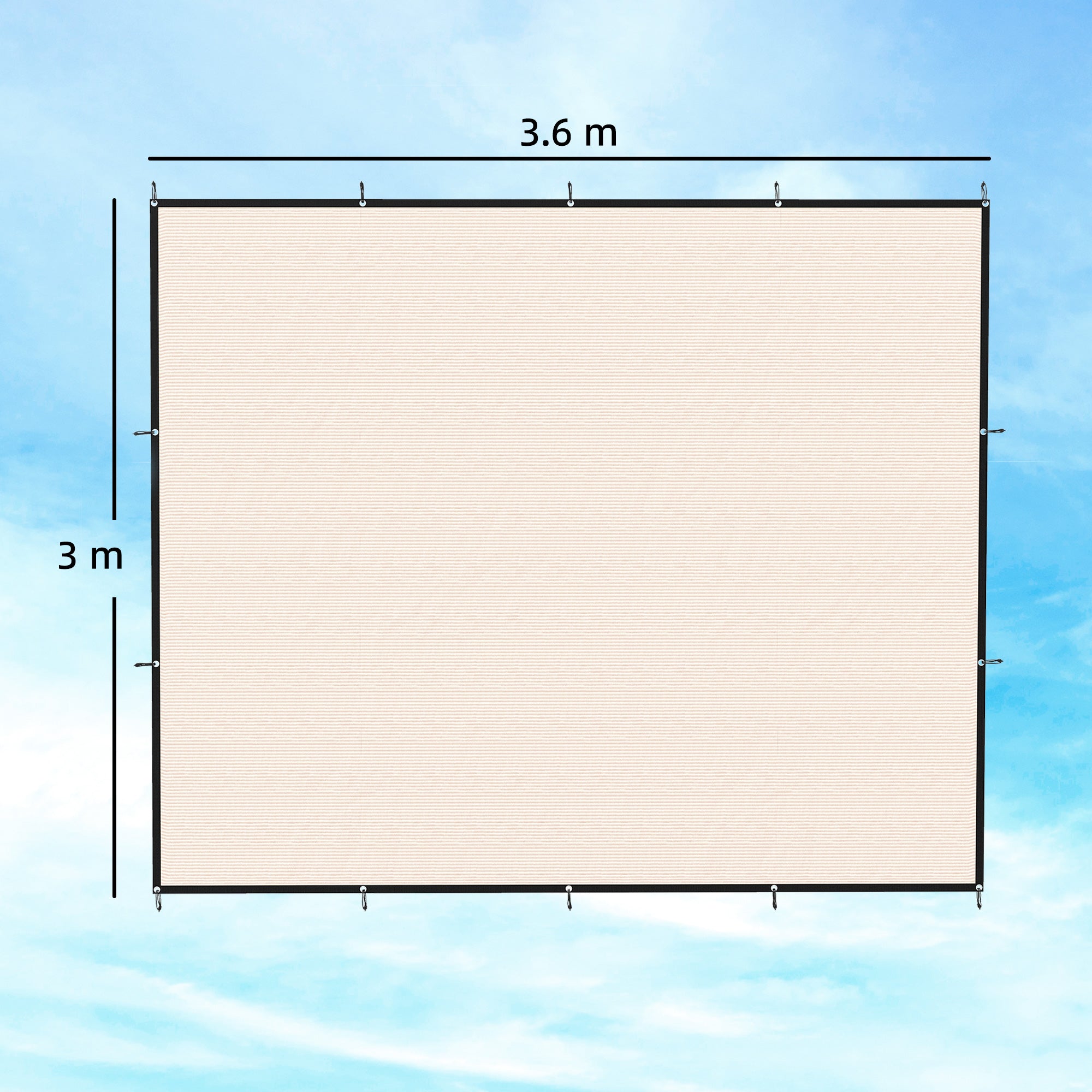 Sun Shade Sail UV Protection Canopy with Stainless Steel Eyelets for Patio Garden 3 x 3.6 m Beige