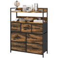 Rustic Chest with Seven Fabric Drawers for Storage - Rustic Brown