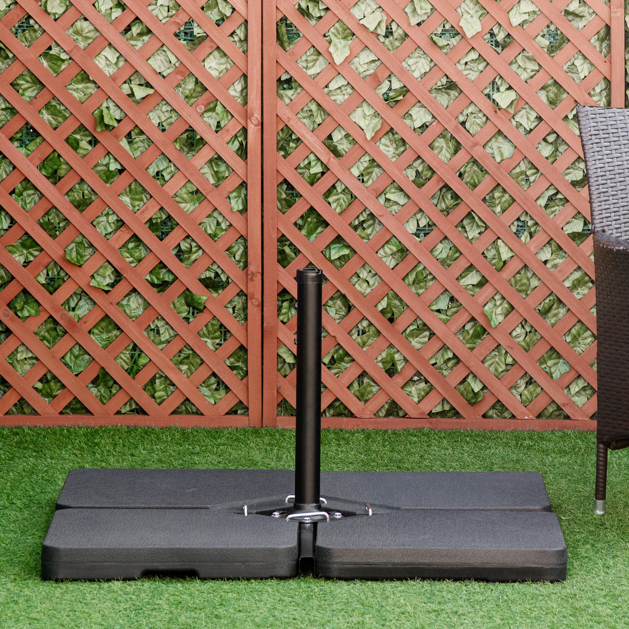 Four-Piece Plastic Cantilever Parasol Base with Hooks - Black