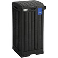 110 L Outdoor Bin with Dual Lid, Waterproof Plastic Trash Bin with Ashtray and Drip Tray, Garden Waste Trash Bin, Black