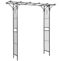 210cm Decorative Metal Garden Trellis Arch with Durable Steel Tubing & Elegant Scrollwork, Great for Weddings, Dark Gre