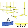 4 Pieces Dog Agility Training Equipment, Adjustable Height Jumps Hurdle with Carrying Bag for Outdoor, Yellow